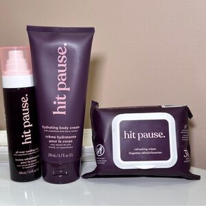 Hit Pause Body Care Set Cooling mist Body Cream Wipes-$100 Retail-Brand New
